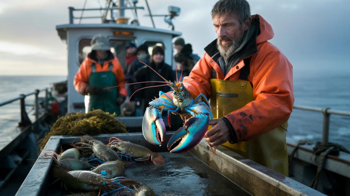 ‘Een kans van 200 miljoen’: visser haalt elektrischblauwe kreeft met uitzonderlijke kleur uit de Atlantische Oceaan