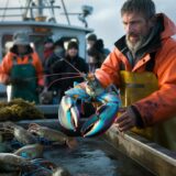 ‘Een kans van 200 miljoen’: visser haalt elektrischblauwe kreeft met uitzonderlijke kleur uit de Atlantische Oceaan