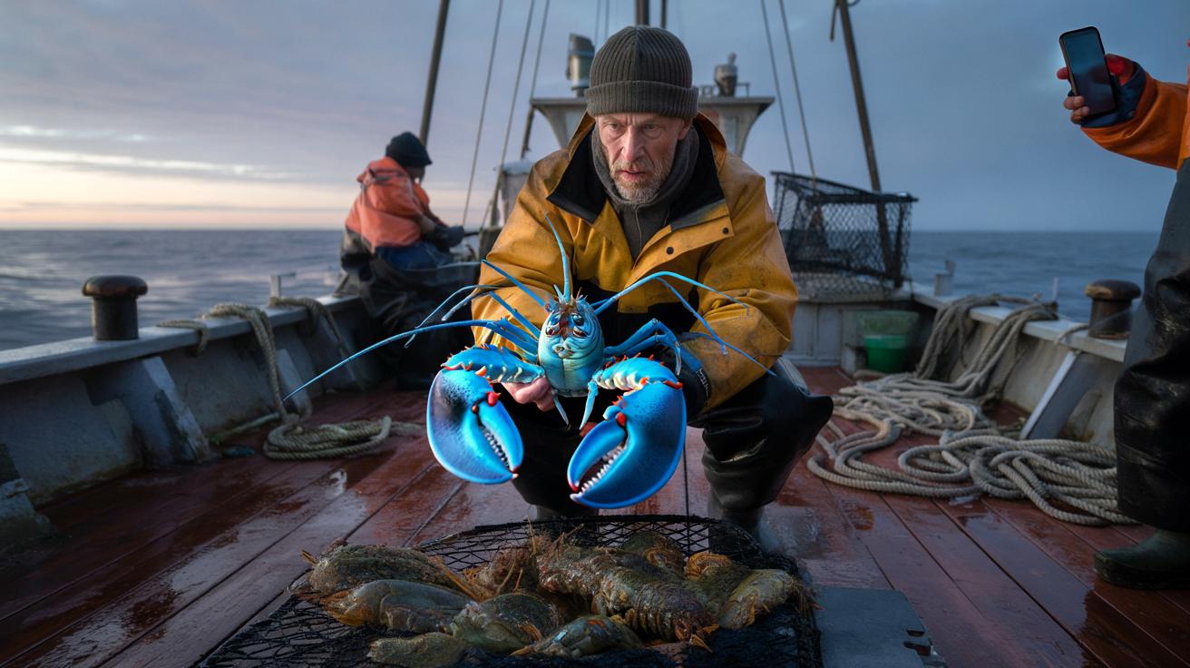“Een kans van één op 200 miljoen”: visser haalt een elektrischblauwe kreeft met uitzonderlijke kleur uit de Atlantische Oceaan
